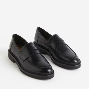 H&M Black Faux Leather Chunky Penny Loafer Size 6